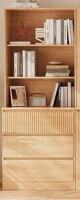 TUSY Tall Bookcase with Glass Doors and Drawers,71'' Wooden Bookshelf with Storage,Display Cabinet in Box $399