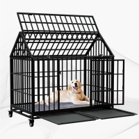 Snuowu 54 Inch Heavy Duty Dog Crate Large Dog cage Strong Metal Dog Kennels and Crates for Large Dogs Top Open with Wheels 2 Removable Trays New in Box $399