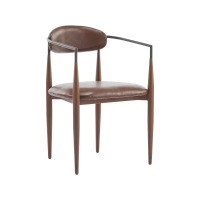 Christopher Knight Home Dining Arm Chair Modern Dark Brown Upholstered Design With Iron Frame For Comfort, New in Box $499
