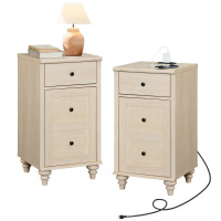 Sand & Stable Scarlett Nightstand Set With Storage And Built-In Outlets (Set Of 2), New in Box $499