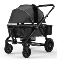 VEVOR All-Terrain Stroller Wagon, 2 Seats Foldable Expedition 2-in-1 Collapsible Wagon Stroller, Includes Canopy, Parent Organizer, Snack Tray & Cup Holders, 55lbs for Single Seat, Black, New in Box $299