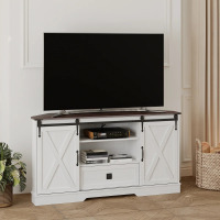 Gracie Oaks Jollay 58'' Corner TV Stand Media Console Fit for TV up to 65", White, New in Box $499