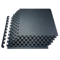 VEVOR 0.56" Thick Gym Floor Mats, 25 Tiles Rubber Top with EVA Foam, 25" x 25" Gym Flooring Workout Mats with 100sq.ft Coverage, Interlocking Puzzle Gym Mats for Gym, Home, Garage, Black & Blue, New in Box $299
