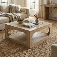 Wade Logan Inniss Square Coffee Table, Travertine, New in Box $499