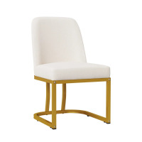 Corrigan Studio Upholstered Dining Chairs With Metal Legs, Beige and Gold, New in Box $599