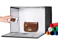 VEVOR Photo Studio Light Box, 12" x 12", 3000-5600K Adjustable 3 Color Temperatures Professional Shooting Tent Kit with 120 LED 6 Backdrops Soft Light Cloth for Small Size Products New In Box $99