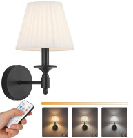 House of Hampton&reg; Battery Operated Wall Sconce, Black Wireless Wall Light with 8000mAh 3 CCT Color Temperature & Dimmable Magnetic Bulb and Remote, Rechargeable Sconce Wall Decor for Bedroom Hallway New Shelf Pull $199