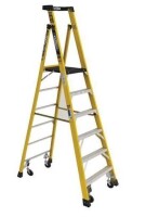 WERNER Podium Stepladder: 6 ft Ladder Size, Fiberglass, 375 lb Load Capacity, 35 lb Wt $699