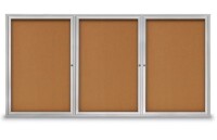 United Visual Enclosed Bulletin Board w/ Three Doors & Satin Aluminum Frame - Indoor/Outdoor Use, 96" W x 48" H (UVP-UV409) New Shelf Pull $1099