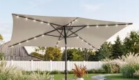 SANLUCE 6 ft. x 9 ft. LED Rectangular Patio Umbrella with UV Protection, Easy Tilt and Wind-Resistant Features in Beige $299