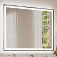Bonosuki 36 in. H x 48 in. W Morden LED Bathroom Vanity Mirror with 0.8 in. Beveled Frame in Brushed Nickel New In Box $499