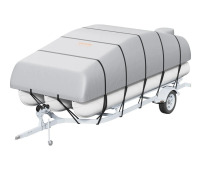 VEVOR Pontoon Boat Cover, 19'-20' Waterproof Trailerable Pontoon Cover, 800D Marine Grade PU Oxford Fabric, with Motor Cover, 16 Windproof Buckle Straps, Fits for 19'-20'L, Beam Width to 96", Grey New In Box $299