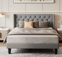 Lark Manor Hilbert Upholstered Low Profile Platform Bed Frame with Headboard Queen Size New in Box $699