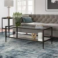 Hudson & Canal Hera 45" Wide Rectangular Coffee Table with Mirror Shelf in Blackened Bronze New in Box $399