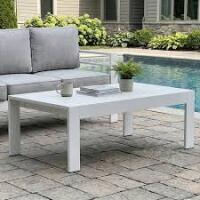 Layinsun Alturas Standalone Product Aluminum Outdoor Patio Coffee Table Modern Rectangle End Table in White New in Box $299