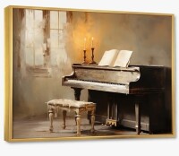 Red Barrel Studio&reg; Rustic Brown Piano Melodies II - Piano Wall Art, 44" x 34" New In Box $299