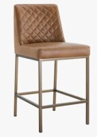 Ebern Designs Faux Leather Counter Stool with Diamond Tufted Back and Metal Frame New In Box $399