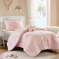 Urban Habitat Intelligent Design Kids Pink Floral Twin Comforter Set for Girls, 3pc Tufted Chenille, Polka Dot Reverse, Machine Washable, All Season, Lightweight, Bedding Set, Ultra Soft New In Box $199