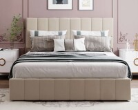 Latitude Run Queen size Upholstered Platform bed with a Hydraulic Storage System - Gray New in Box $1199