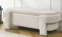 Wade Logan Cineus Oval Fabric Upholstered Storage Ottoman Bench in Beige New in Box $599