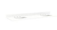 Signature Hardware 73" Quartz Vanity Top with Double Rectangular Undermount Sinks, Backsplash, 8" Widespread Faucet Holes, and 48" Sink Centers New in Box $1399