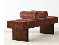 Pop Maison Jasmine 60" Modern Chenille Upholstered Bench in Brown New in Box $399