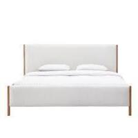 Omax Liana Upholstered Platform King Bed, White Boucle Fabric (2 Boxes) New in Box $899