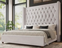 Willa Arlo Interiors Duluth Queen Cream Diamond-Tufted Wingback Upholstered Platform Bed New In Box $699