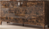 Millwood Pines Dorne Modern High Gloss Burl 7-drawer Dresser, Brown, New in Box $499