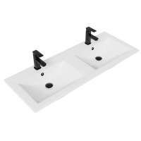 ECLIFE 48" Double Sink Vanity Top Undermount Bathroom Sink with 2 Single-Hole Faucets, Overflow, Pop up Drain, New in Box $399