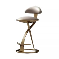 Mercer41 Modern Minimalist Leather Upholstered Bar Stool Chair for Kitchen, Gold, New in Box $999