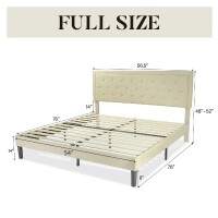 Mercury Row Hegg Tufted Upholstered Platform Bed with Wood Slats Headboard Included, Full Size, New in Box $899