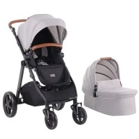 VEVOR Travel System Stroller with Infant Bassinet, 2-in-1 Baby Cradle Stroller Combo, Reversible Seat, Easy One-button Folding, EVA Tires with Brake Aluminum Stroller Carseat Combo Set (Light Gray), New in Box $299