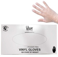 Silver Source Vinyl Disposable Gloves, Medium Powder Free, 100 Count New In Box