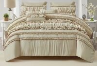 HIG 7-Piece King Size Ruffled Elegance Comforter Set - Luxurious Bedding with Detailed Ruffle Design $299