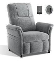 Amada Power Recliner Chair for Adults, Electric Recliner, Thick Seat Cushion, Chenille in Denim Blue New in Box $699