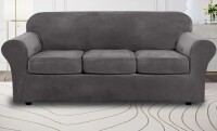 Mercer41 Modern Soft Velvet Plush 4 Piece High Stretch Sofa Slipcover Furniture Protector Luxury Thick Velvet Sofa Cover for 3 Cushion Couch Machine Washable $99