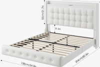 Latitude Run Upholstered Platform Bed with LED Lights, Charging Port, Floating Bed, New in Box $499