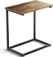 Pipishell C-Shaped End Table, 27 inch High, Rustic Brown Sturdy Metal Frame, Slides Under a Sofa or Bed, TV Tray Table for Eating and Working in Living Rooms, Bedrooms, Small Spaces New In Box $99