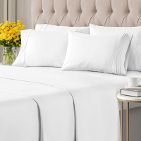 CGK Linens Queen Size 6 Piece Sheet Set, Soft Cooling Bed Sheets, Breathable & Wrinkle Free, Hotel Luxury Bedding New $79
