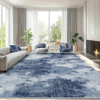 AMADA HOMEFURNISHING 8x10 ft. Area Rug, Modern Washable Living Room Rug with Non-Slip Backing & Short Pile, Large Rug with Abstract Pattern for Living Room, Bedroom and Dinning Room, Dark Blue New In Box $299