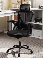 Gymax Mesh Ergonomic Adjustable Height Office Task Chair in Black with Lumbar Support 2D Headrest Flip-up Padded Arms Similar to Picture New In Box $299