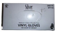 Silver Source Vinyl Disposable Gloves, Medium Powder Free, 100 Count New In Box