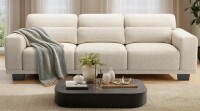 Pipishell 3-Piece Set 3 Seater Sofa Couch, Loveseat and Chair with Deep Seats and Wide Armrests, for Living Room, Modern Upholstered Couch with Removable Washable Cover,Linen Fabric, White New In Box 5 Boxes $1299
