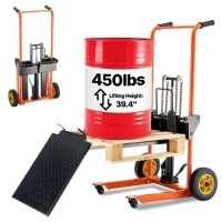 VEVOR Hydraulic Material Lift Winch Stacker, 450 lbs Load Capacity, Pallet Truck Dolly with Fork Lift Table, 39.4 Inches Max Lifting Height, Foldable & Portable Pallet Jack Table Cart, New in Box $599