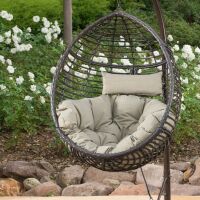 World Menagerie Kamil Indoor/Outdoor Hanging Basket Chair, with Stand, (2 Boxes), New in Box $499