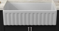 Couoko White Farmhouse Sink 33 Inch Fireclay Reversible Apron Front Farm Sink 33" x 18" x 10" Glossy White Porcelain Farms House Style $399