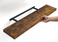 BAYKA Rustic Brown Floating Shelves 35.4 in., Wall Mount Wood Shelf Easy Install, 30lbs Max Load, Hidden Bracket, Hanging Shelf for Living Room Bathroom Bedroom Kitchen Display Storage Decor New $79