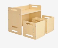 VEVOR Montessori Weaning Table and Chair Set, Wooden Toddler Table and Chair Set with 2 Chairs, Adjustable Height Montessori Chair and Activity Table, Ideal for Reading, Eating, Playing - Natural New In Box $199