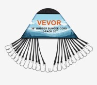 VEVOR 10 Piece Flat Bungee Cord, 20 mm Heavy Duty Bungee Straps with Steel S-Hooks, 36" Elastic Bungee Rope for Cargo, Tarps, Trucks and Tent, Black New $79